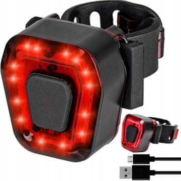 Verkgroup 14 LED aku. zadnja kolesarska svetilka rdeča USB