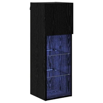 Vidaxl Stenska TV omarica Z LED Črna Orehovina 30,5 x 30 x 90 cm
