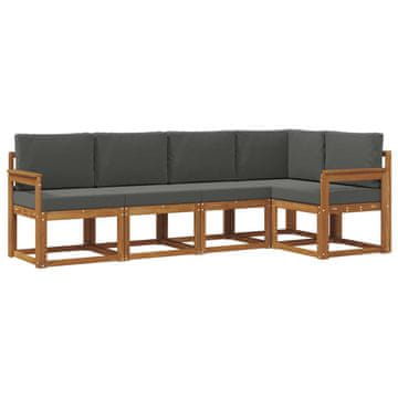 Vidaxl Zunanja garnitura za sedenje 5 szt. Naravna in antracitna
