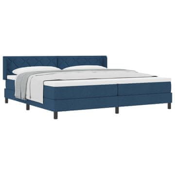 Vidaxl Postelja z vzmetnico z vzglavjem Modra 200 x 200 cm blago