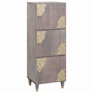 Vidaxl Visok predalnik s polico z vrati Siva in zlata 40 x 33 x 110 cm