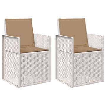 Vidaxl Vrtni jedilni stoli 2 szt. Bela in taupe PP