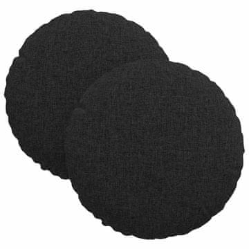 Vidaxl Sedežne blazine 2 szt. Črna Ø30 x 13 cm blago