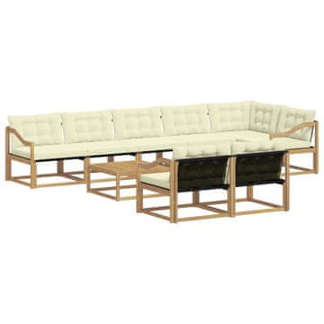 Vidaxl Zunanja garnitura za sedenje 9 szt. Bela in krem 79 x 79 x 37 cm