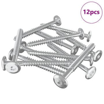 Vidaxl Leseni vijaki 12 szt. srebrna M6 x 70 mm Jeklo