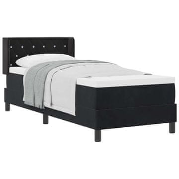 Vidaxl Postelja z vzmetnico z vzglavjem Črna 200 x 80 cm Žamet