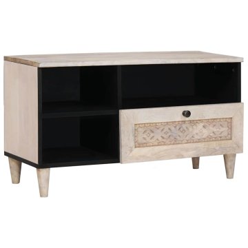 Vidaxl TV omarica Beljen bel 80 x 33 x 46 cm Masiven les manga