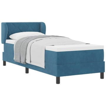 Vidaxl Postelja z vzmetnico z vzglavjem Temno modra 80 x 200 cm Žamet