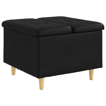 Vidaxl Ottoman s shranjevanjem Črna 60 x 60 x 45 cm Umetna koža