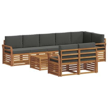Vidaxl Sedežne garniture z blazino 9 szt. Naravna in antracitna