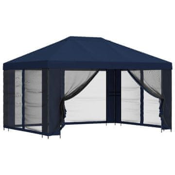 Vidaxl Vrtni gazebo s stranskimi stenami 4 × 3 m Modra