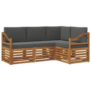 Vidaxl Sedežne garniture z blazino 4 szt. Naravna in antracitna