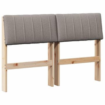 Vidaxl Tapecirano vzglavje Taupe 120 cm Masivno borovo les