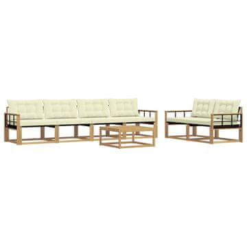 Vidaxl Zunanja garnitura za sedenje 7 szt. Bela in krem 79 x 79 x 37 cm