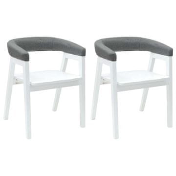 Vidaxl Jedilni stoli 2 szt. Bela 54 x 57 x 73 cm Masivno gumovo les