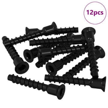 Vidaxl Vijačna kapa 12 szt. Črna 7 x 40 mm elezo