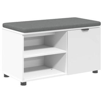 Vidaxl Haldna klop Bela 80 x 38 x 46 cm Oblikovan Les in Tkanina