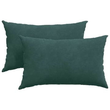 Vidaxl Blazine za kavč 2 kos Žamet Temno zelena 50 x 30 cm