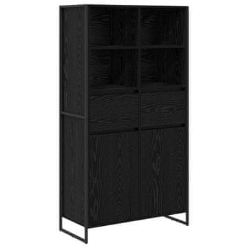 Vidaxl Strani šal s predalom 2 szt. Črna Orehovina 81 x 36 x 150.5 cm