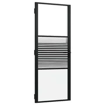 Vidaxl Steklena vrata Črtasto Črna 83 x 3,5 x 201,5 cm Aluminij