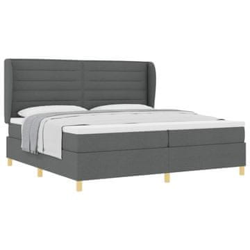 Vidaxl Postelja z vzmetnico z vzmetnico Temno siva 200 x 200 cm blago