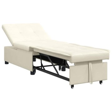 Vidaxl Sofa postelja krema 194 x 67 x 82 cm Žamet
