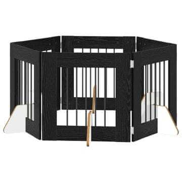 Vidaxl Vrata za pse z stojali 6 szt. Črni hrast 60 x 60 cm