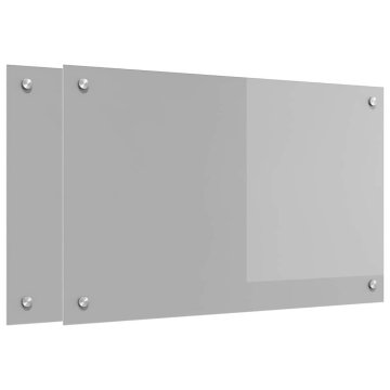 Vidaxl Kuhinjski panel 2 szt. Svetlo siva 80 x 50 cm kaljeno steklo