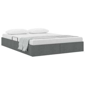 Vidaxl Postelja s shranjevanjem Temno siva 135 x 190 cm blago