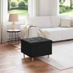 Vidaxl Ottoman s shranjevanjem Črna 60 x 60 x 45 cm blago