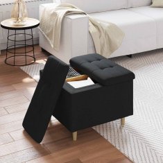 Vidaxl Ottoman s shranjevanjem Črna 60 x 60 x 45 cm blago