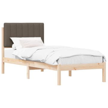 Vidaxl Posteljni okvir z oblazinjenim vzglavjem Taupe 75 x 190 cm
