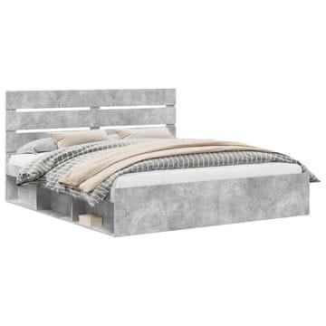 Vidaxl Konstrukcija postelje Beton 180 x 200 cm Masivno borovo les