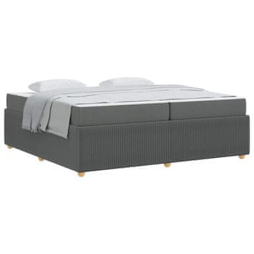 Vidaxl Konstrukcija postelje z vzmetnico Temno siva 200 x 200 cm blago