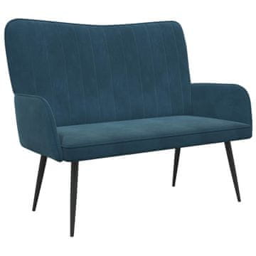 Vidaxl Kavč za 2 osebi Modra 115 x 61 x 87 cm Žamet