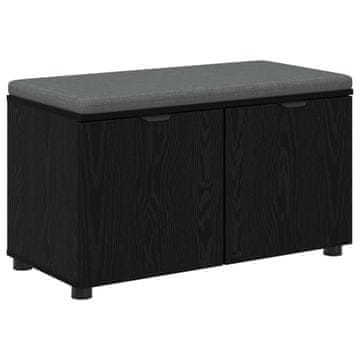 Vidaxl Haldna klop Črni Hrast 80 x 38 x 46 cm Oblikovan Les in Tkanina