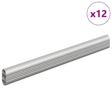 Vidaxl Palica za omaro 12 szt. srebrna 264 x 15 x 29 mm