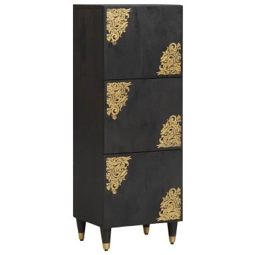 Vidaxl Visok predalnik z vrati Črna 40 x 33 x 110 cm Masiven les manga
