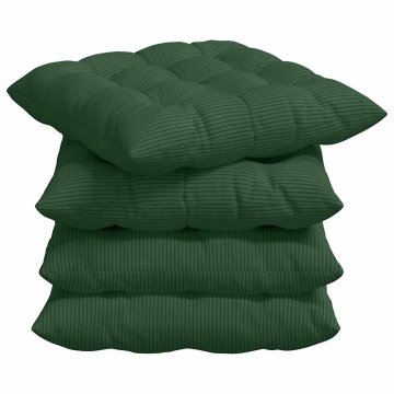 Vidaxl Sedežne blazine 4 szt. Temno zelena 40 x 40 x 6 cm