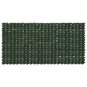 Vidaxl Ograja za balkon z listi Temno zelena 300 x 150 cm
