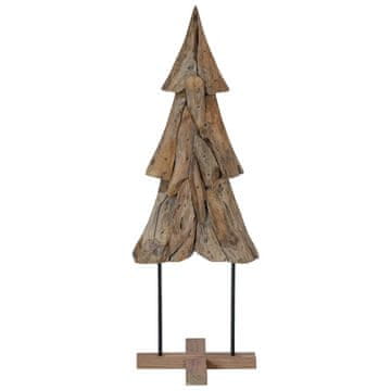 Vidaxl Božično drevo z stojalom Rjava 121 cm Trdna tikovina