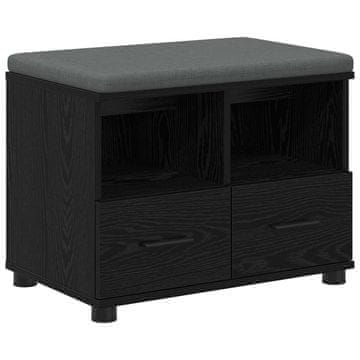 Vidaxl Haldna klop Črni Hrast 60 x 38 x 46 cm Oblikovan Les in Tkanina