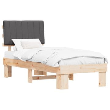 Vidaxl Posteljni okvir z oblazinjenim vzglavjem Temno siva 80 x 200 cm