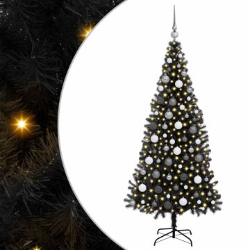 Vidaxl Božično drevo med 300 LED z stojalom Črna 180 cm PVC