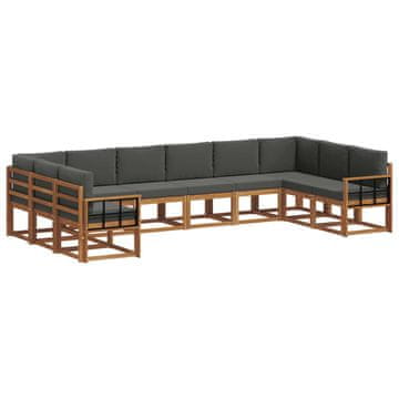 Vidaxl Zunanja garnitura za sedenje 10 szt. Naravna in antracitna