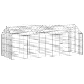 Vidaxl Kletka za zajce srebrna 200 x 78 x 78 cm Cinkana jeklena