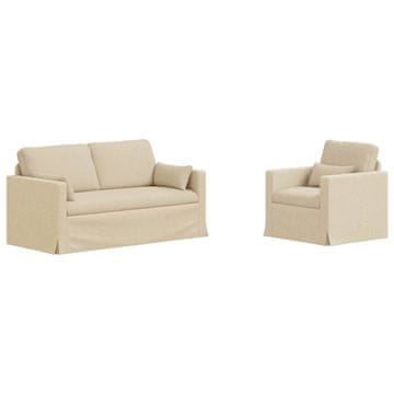 Vidaxl Kavčna garnitura 2 szt. krema 158 x 78 x 80 cm blago