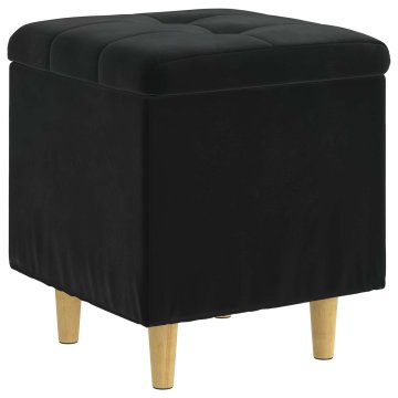 Vidaxl Ottoman s shranjevanjem Črna 40 x 40 x 45 cm Žamet