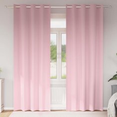 Vidaxl Zavese za zatemnitev z obroči 2 szt. Baby roza 260 x 140 cm