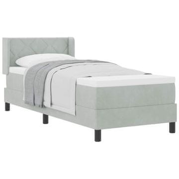 Vidaxl Postelja z vzmetnico z vzglavjem Svetlo siva 200 x 80 cm Žamet